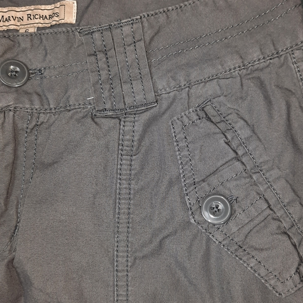 Marvin Richards Gray Khaki Crop Cargo Pant SZ 6 - Picture 8 of 13